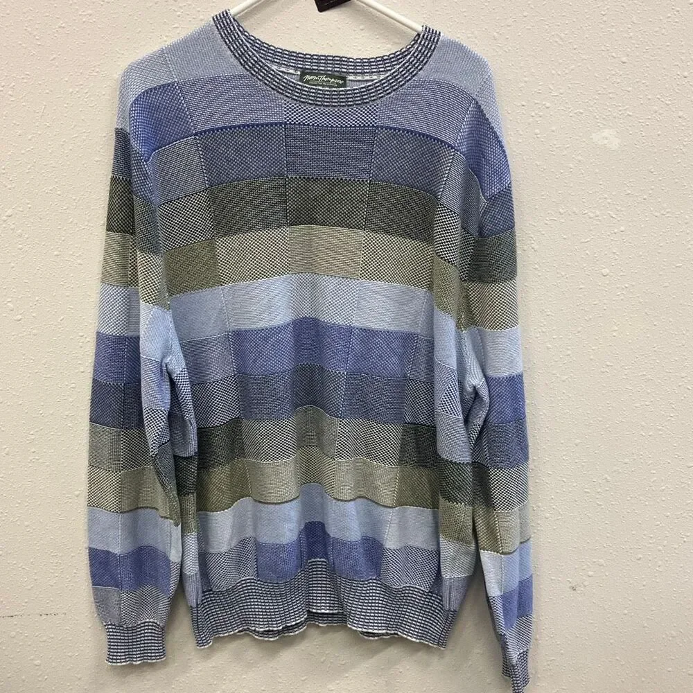 Norm Thompson Colorful patchwork Crewneck Sweater XXL Preppy Academia Grandpa #7